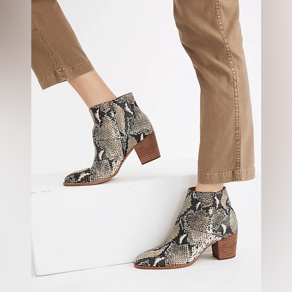 Madewell The Rosie Ankle Boot in Snake Embossed Leather 9.5 S33